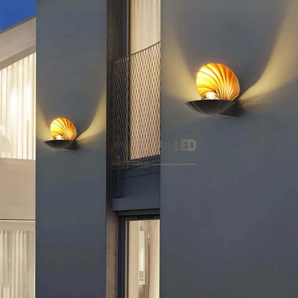 Aplica Led 6W Oyster Exterior Neagra / Aplica Perete Alb Cald Wall Light Fixtures