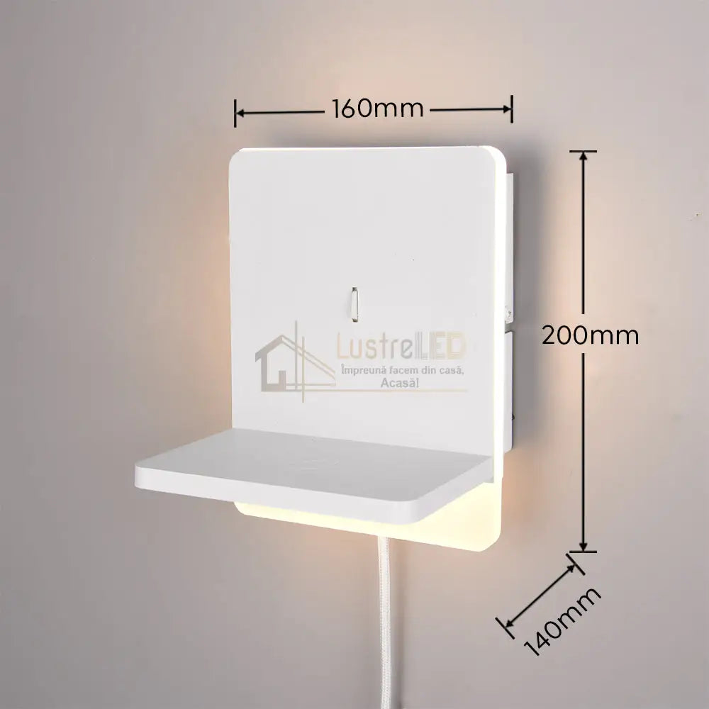 Aplica LED 9W cu Incarcare Wireless si Lumina Calda FAIRFIELD Alb lustreled.ro