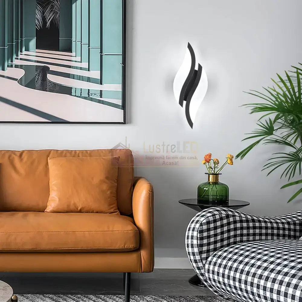 Aplica LED ASCO 8W Neagra Echivalent 40W NEAGRA / MINIMALIST DESIGN / APLICA PERETE Wall Light Fixtures