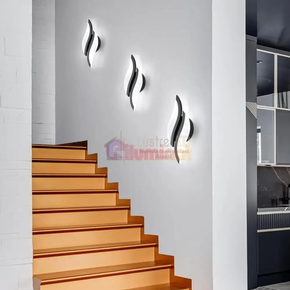 Aplica LED ASCO 8W Neagra Echivalent 40W lustreled.ro