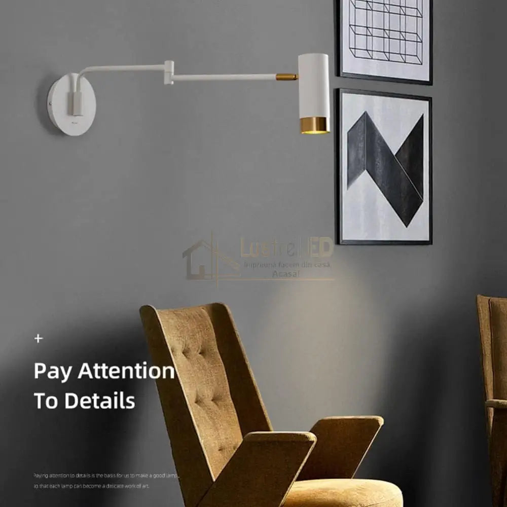 Aplica Led Avani Reglabila Alb + Auriu Wall Light Fixtures