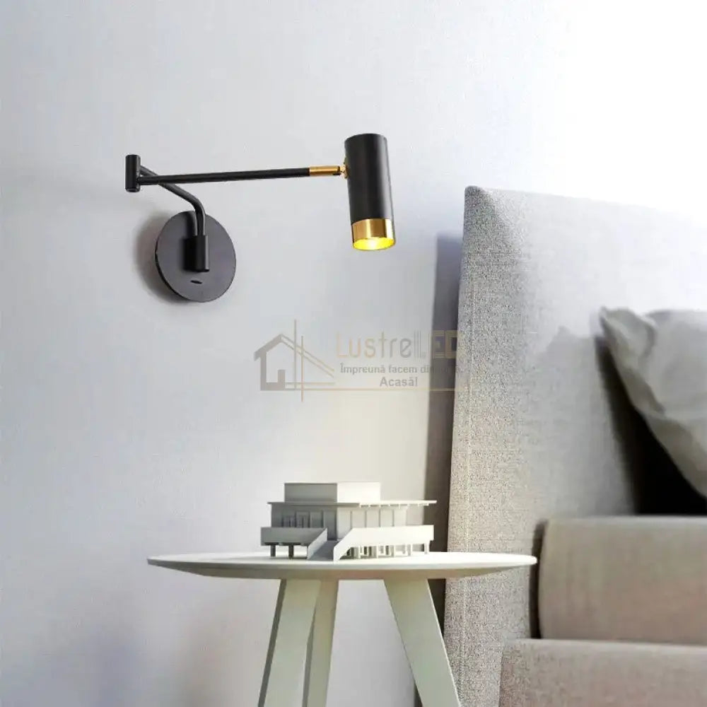 Aplica Led Avani Reglabila Negru + Auriu Wall Light Fixtures