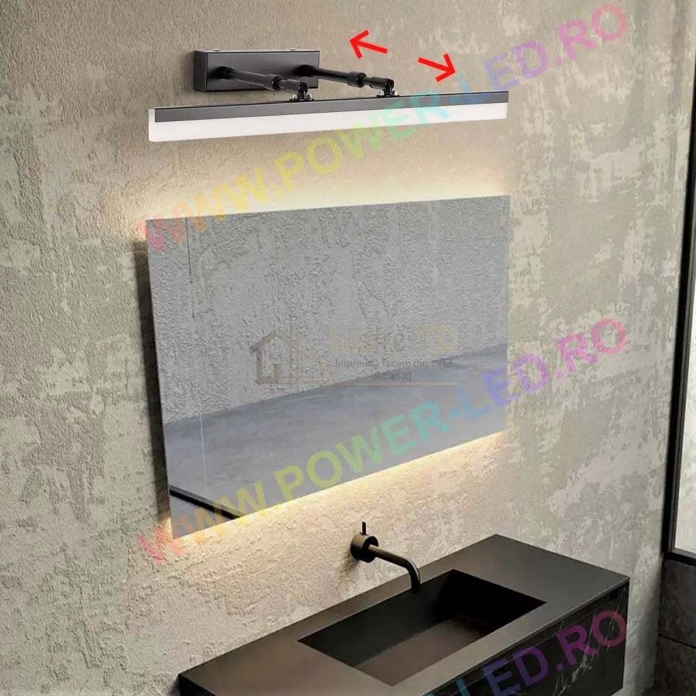 Aplica Led Baie 36W 53Cm Neagra Reglabila C9067Bk Wall Light Fixtures