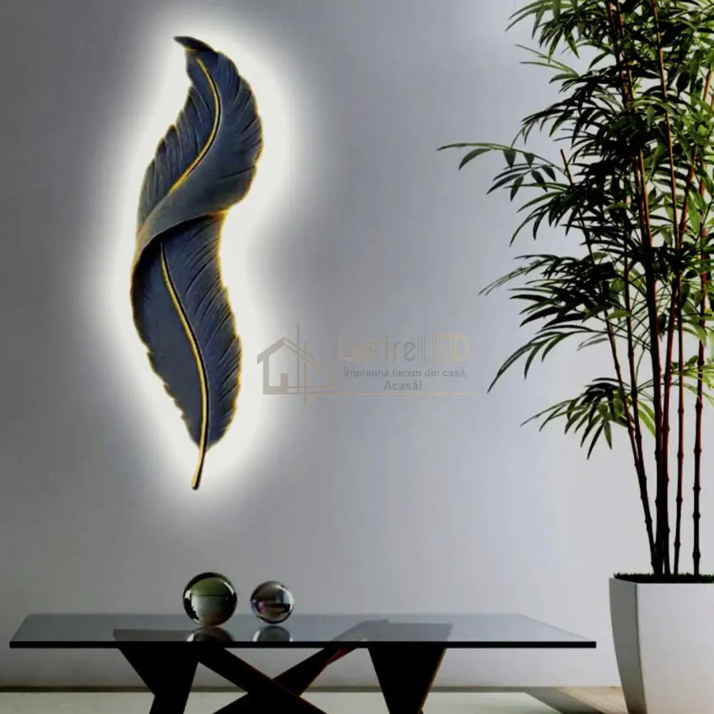 Aplica Led Black Luxury Feather 25W 63Cm Wall Light Fixtures