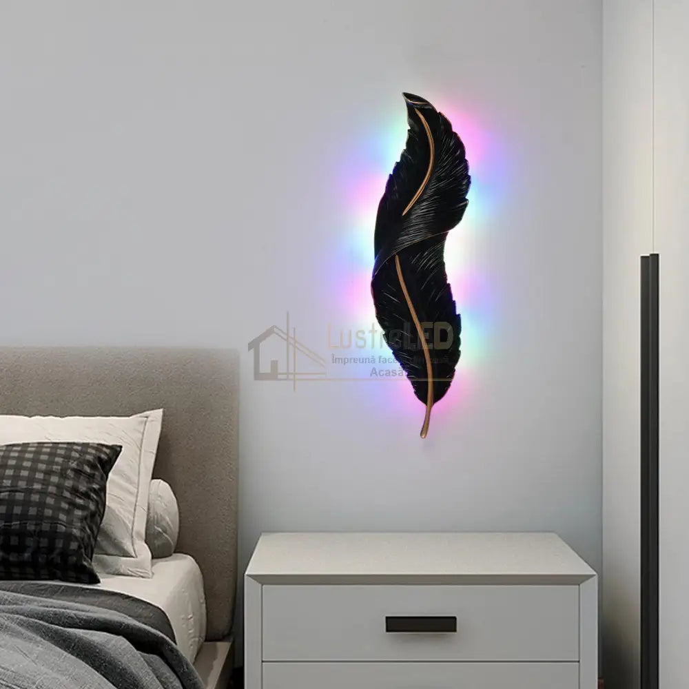 Aplica Led Black Luxury Feather 25W 63Cm Wall Light Fixtures