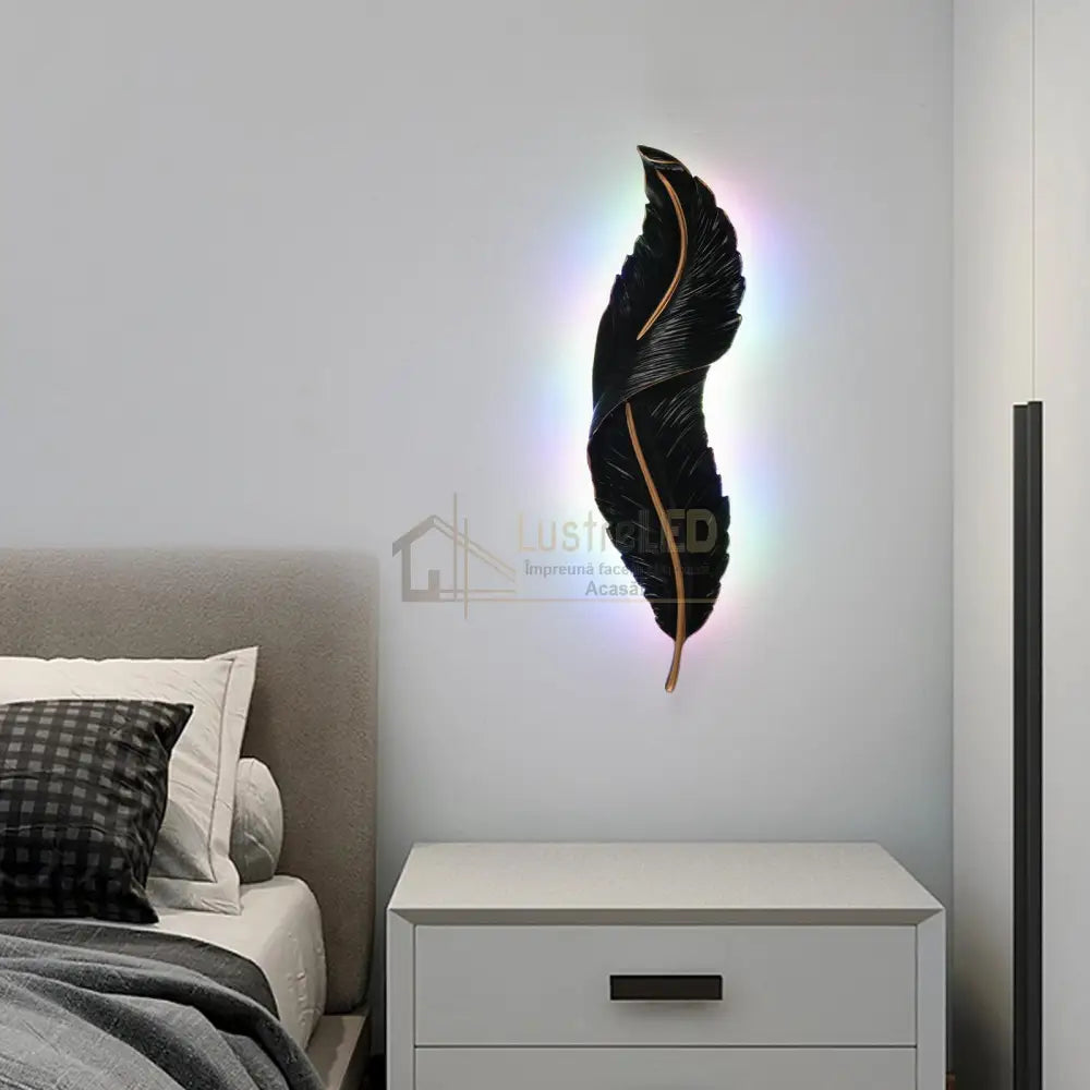 Aplica Led Black Luxury Feather 25W 63Cm Wall Light Fixtures