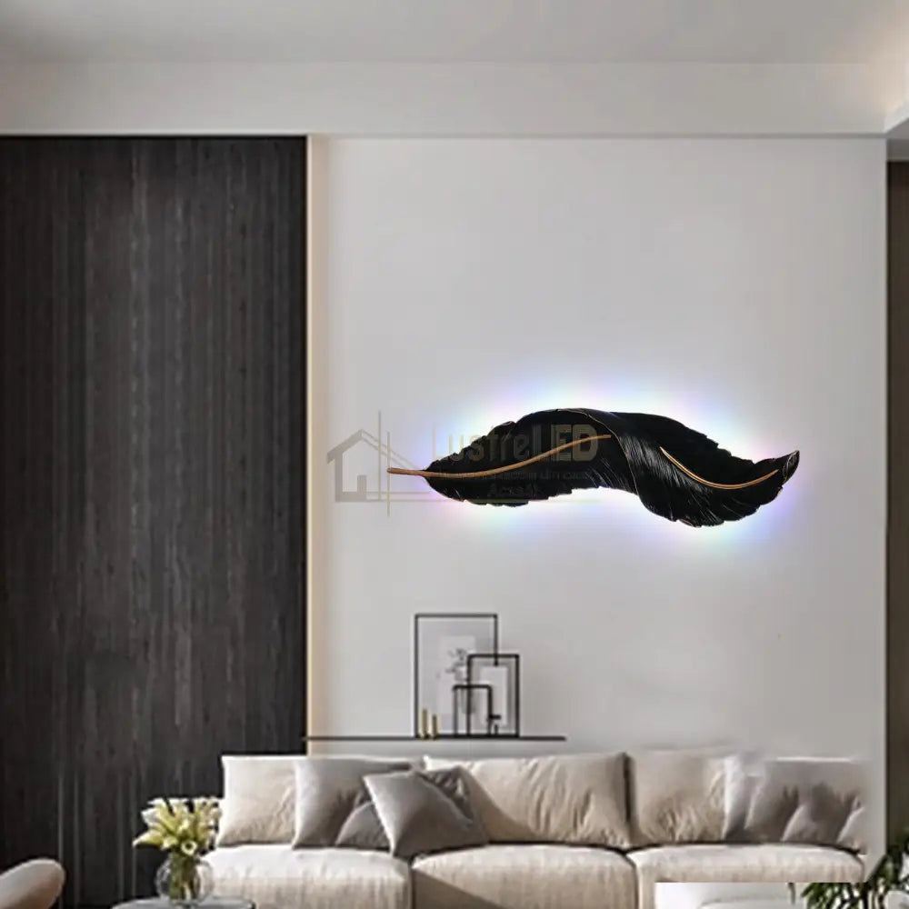 Aplica Led Black Luxury Feather Xxl 40W 90Cm Wall Light Fixtures