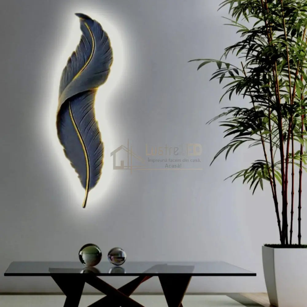 Aplica Led Black Luxury Feather Xxl 40W 90Cm Wall Light Fixtures