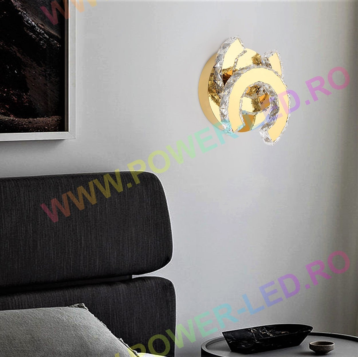 Lustra LED 32W CRISTAL Double C Gold