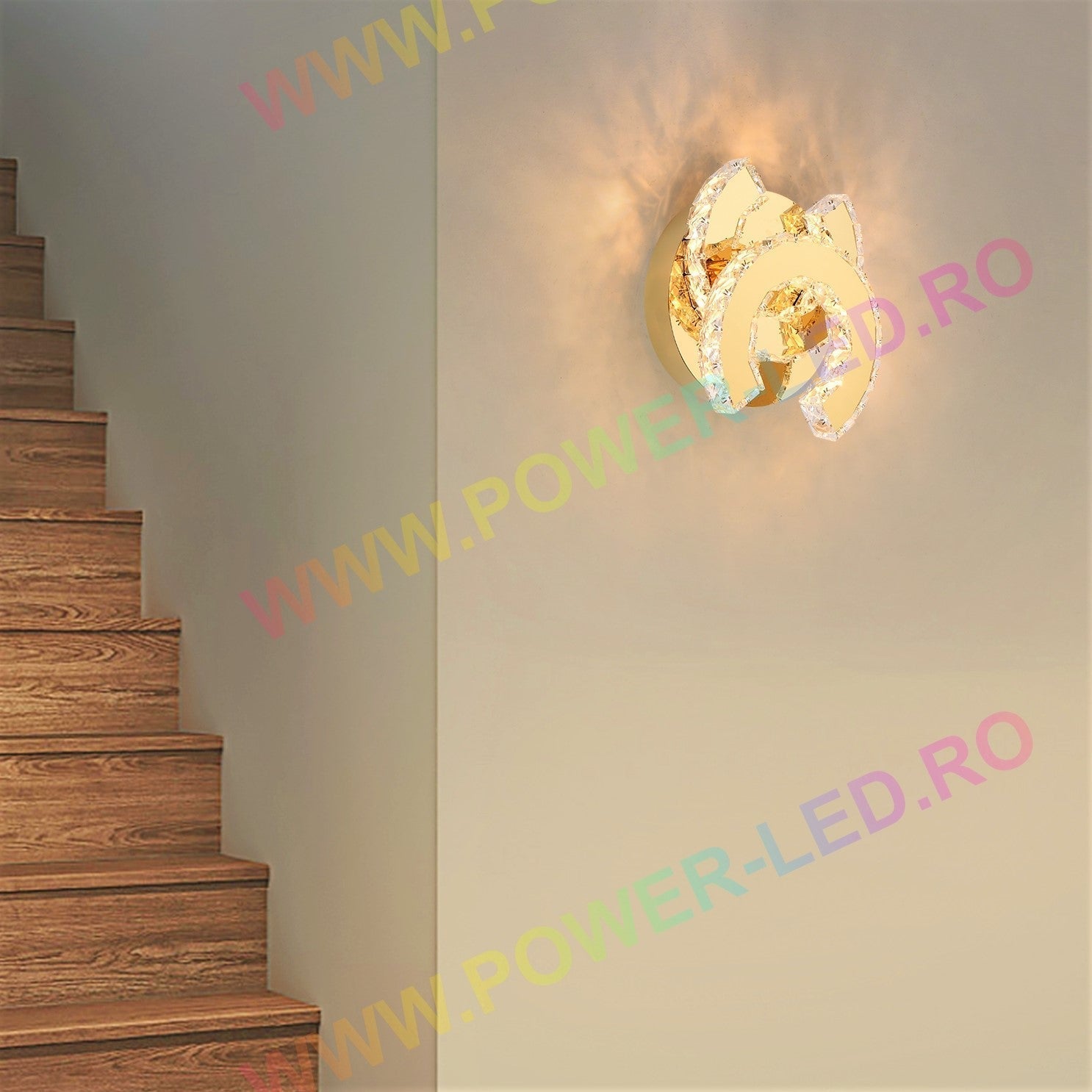 Lustra Led 32W Cristal Double C Gold Lighting Fixtures