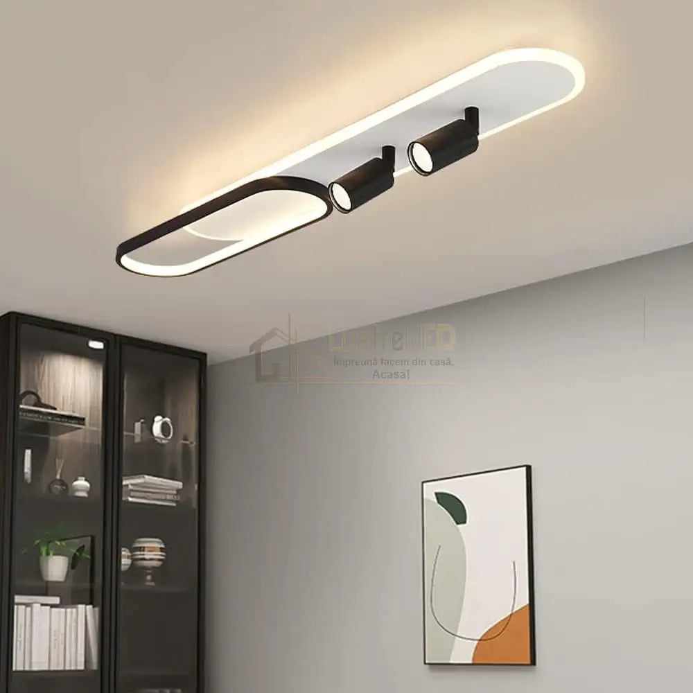 Aplica Led Cu Spoturi 80Cm Alb + Negru Echivalent 200W Lighting Fixtures