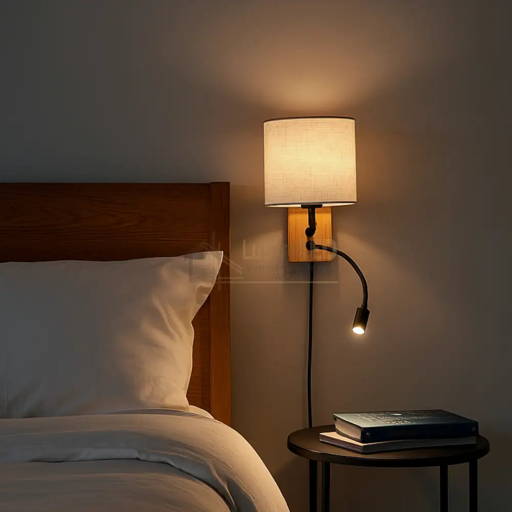 Aplica 1x E27 si LED NILAM Wood lustreled.ro
