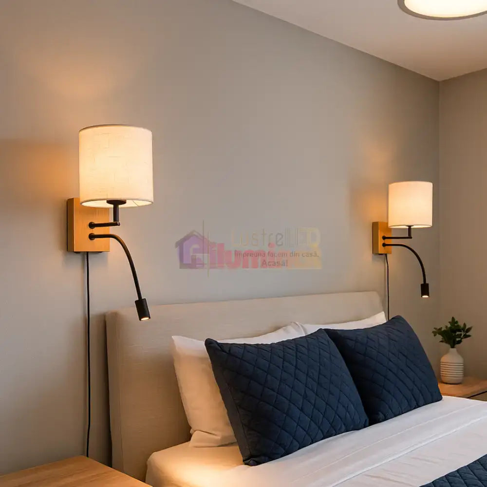 Aplica 1x E27 si LED NILAM Wood lustreled.ro