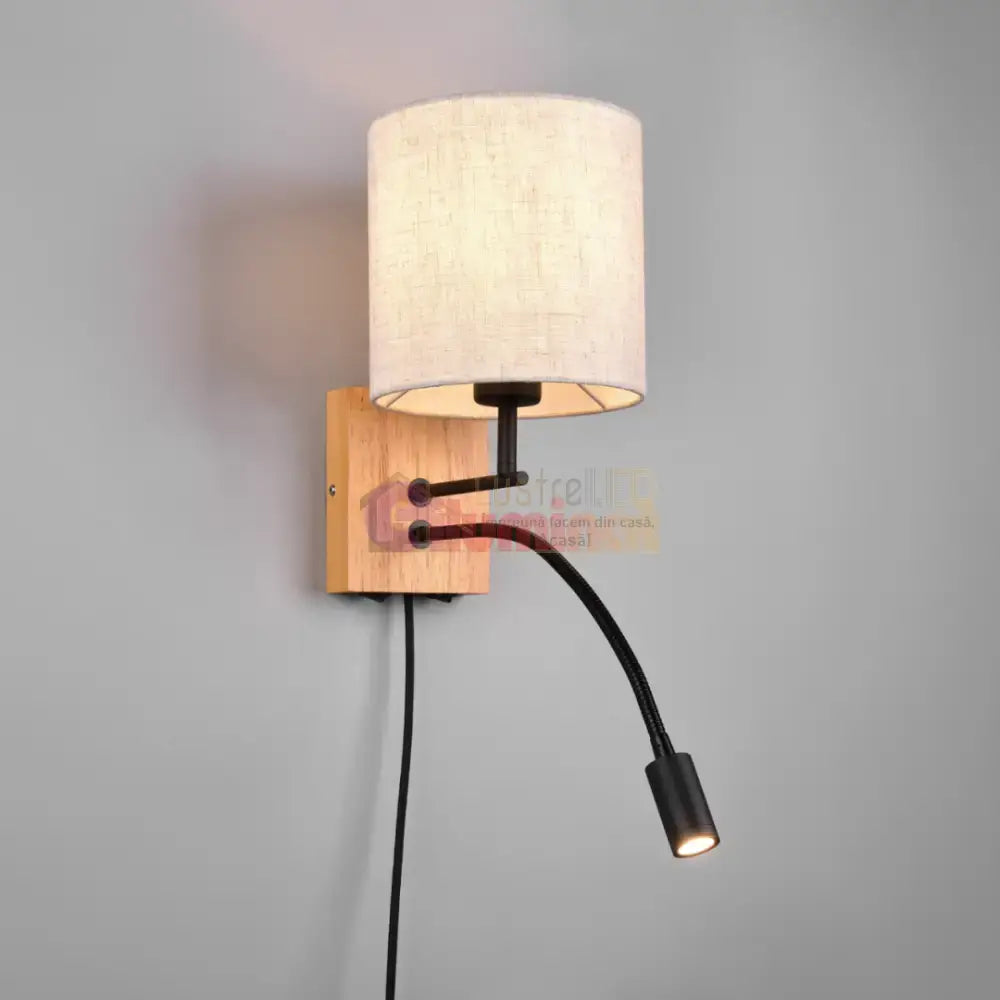 Aplica 1x E27 si LED NILAM Wood lustreled.ro