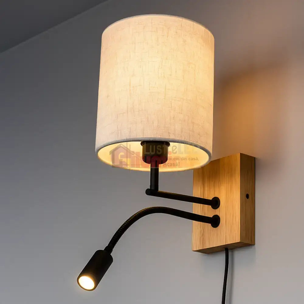 Aplica 1x E27 si LED NILAM Wood lustreled.ro