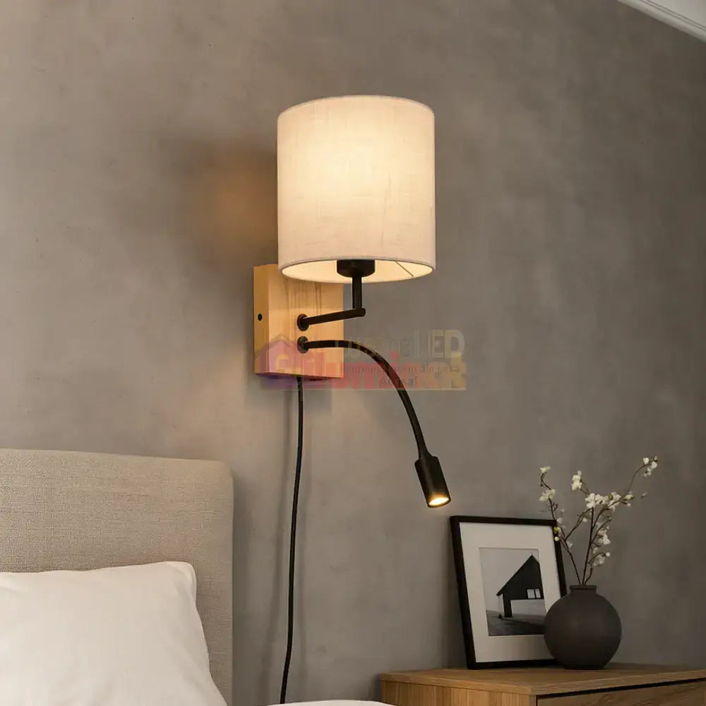 Aplica 1x E27 si LED NILAM Wood lustreled.ro