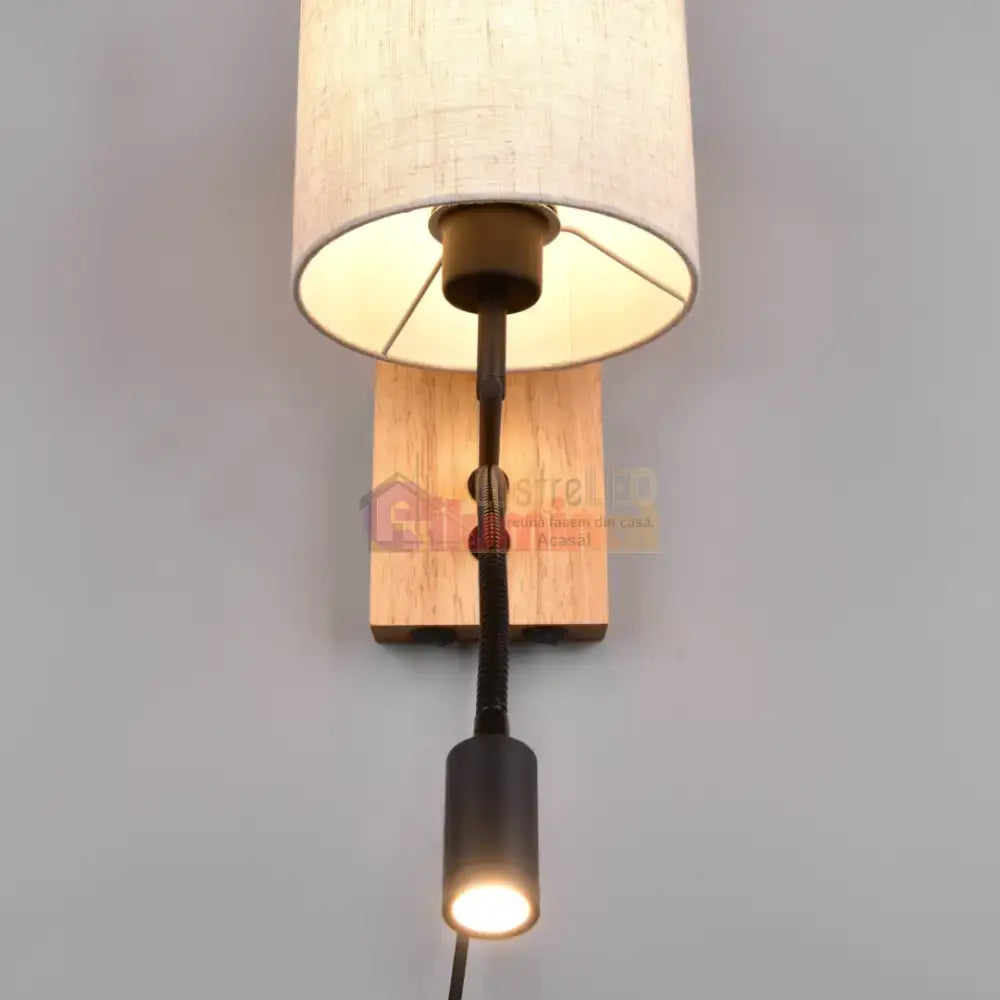 Aplica 1x E27 si LED NILAM Wood lustreled.ro