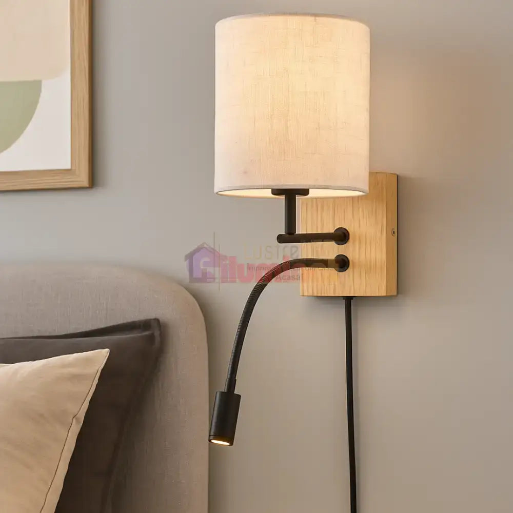Aplica 1x E27 si LED NILAM Wood lustreled.ro