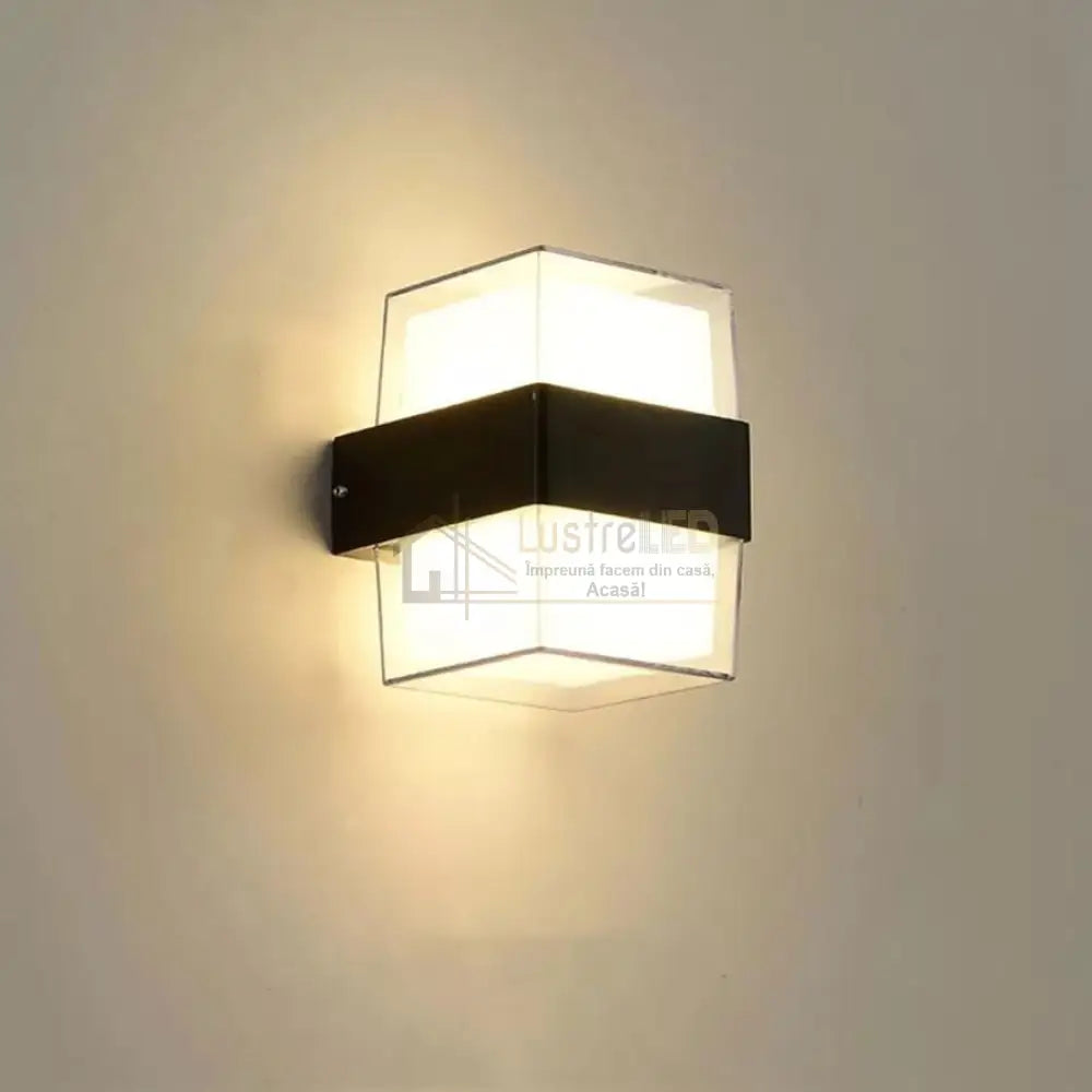 Aplica Led Exterior 12W Neagra Kuga Square Echivalent 100W Wall Light Fixtures