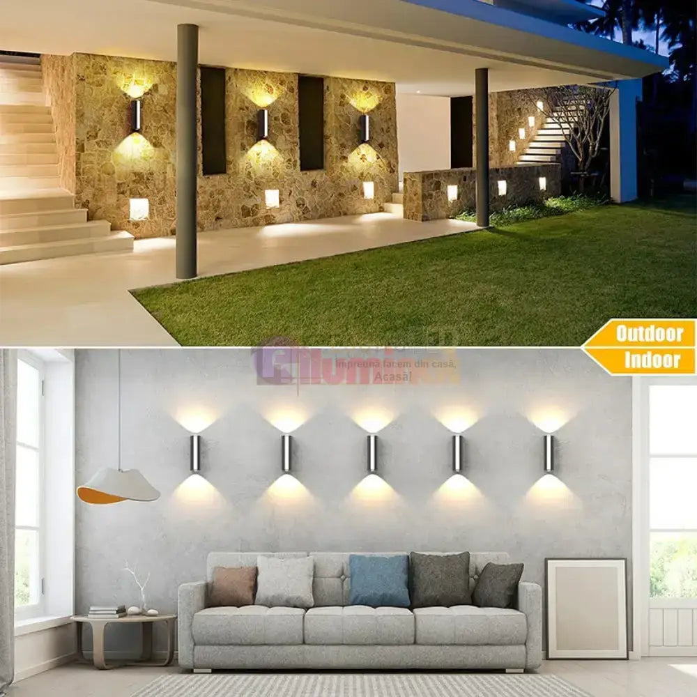 Aplica LED Exterior 12W Neagra Iluminare 3 unghiuri lustreled.ro