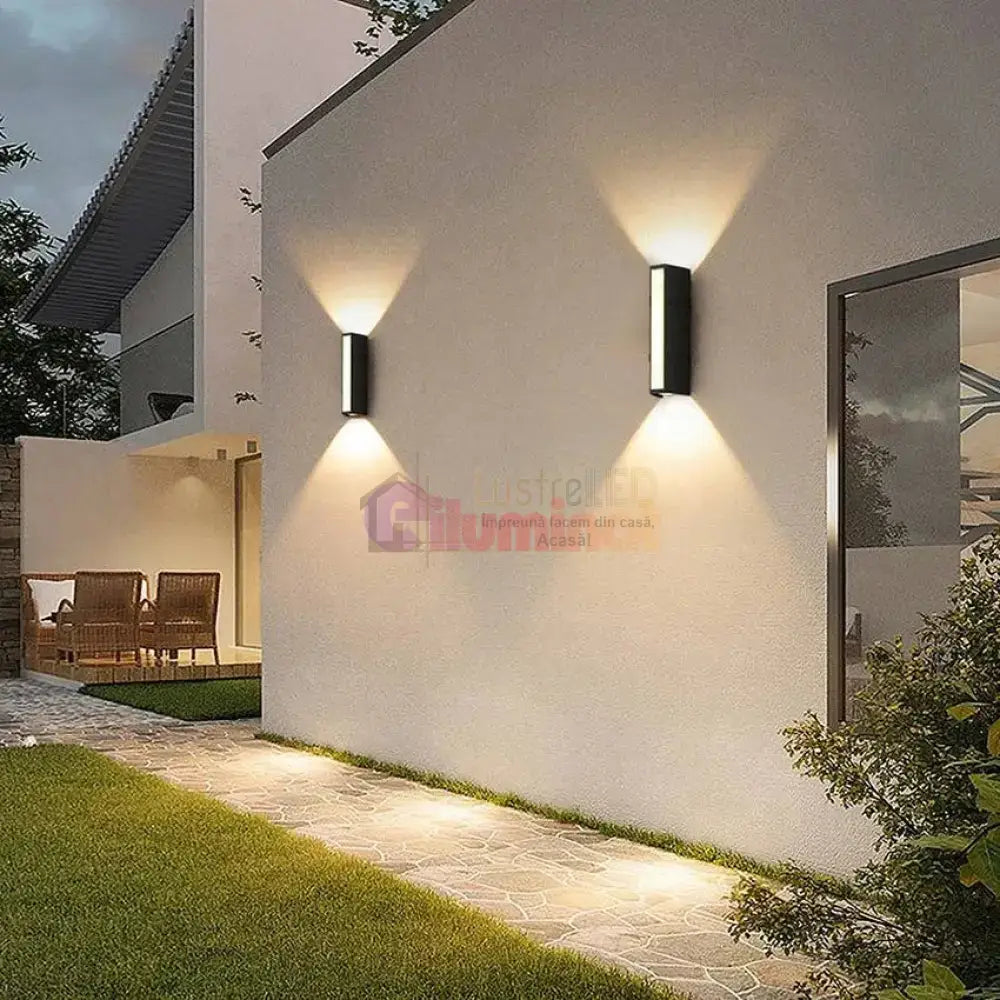 Aplica LED Exterior 12W Neagra Iluminare 3 unghiuri lustreled.ro