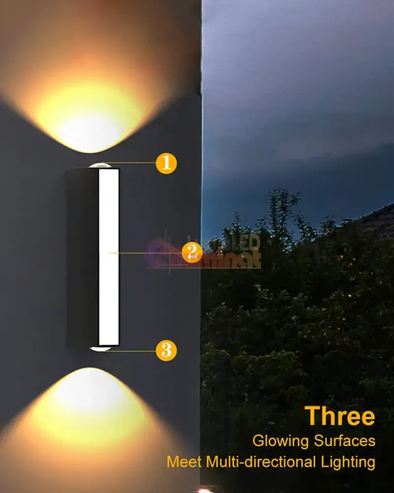 Aplica LED Exterior 12W Neagra Iluminare 3 unghiuri lustreled.ro