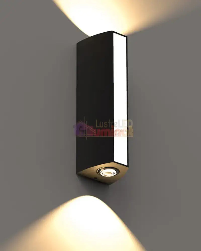 Aplica LED Exterior 12W Neagra Iluminare 3 unghiuri lustreled.ro