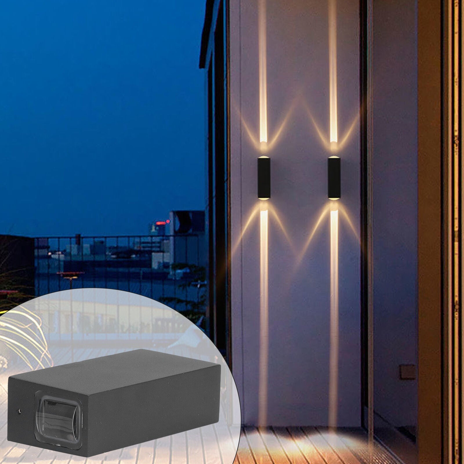 Aplica Led Exterior 2X3W Lines Neagra Wall Light Fixtures