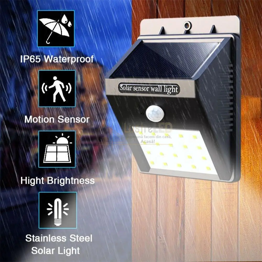 Aplica Led Exterior Solara Senzor 20 Smd