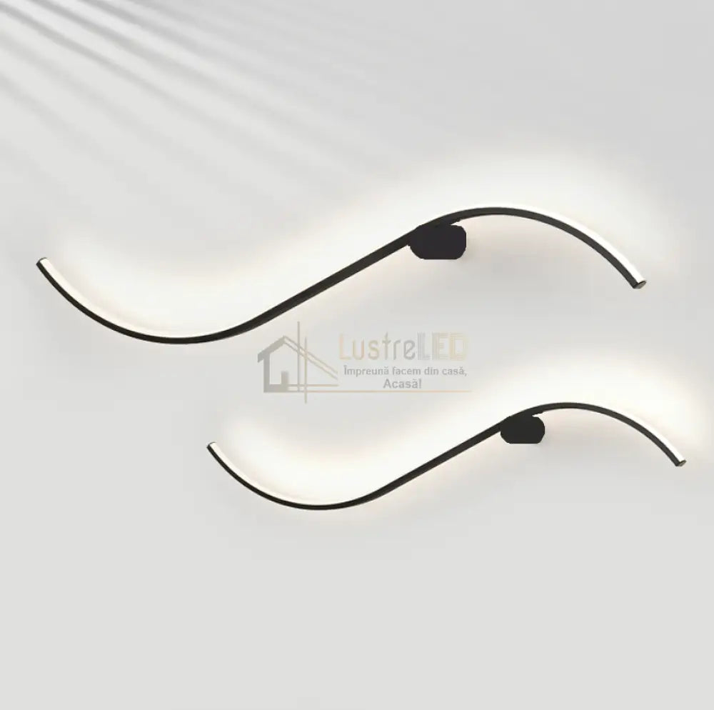Aplica Led Flow Line 36W 60Cm Aplica Perete / Tavan Minimalist Design Neagra Wall Light Fixtures