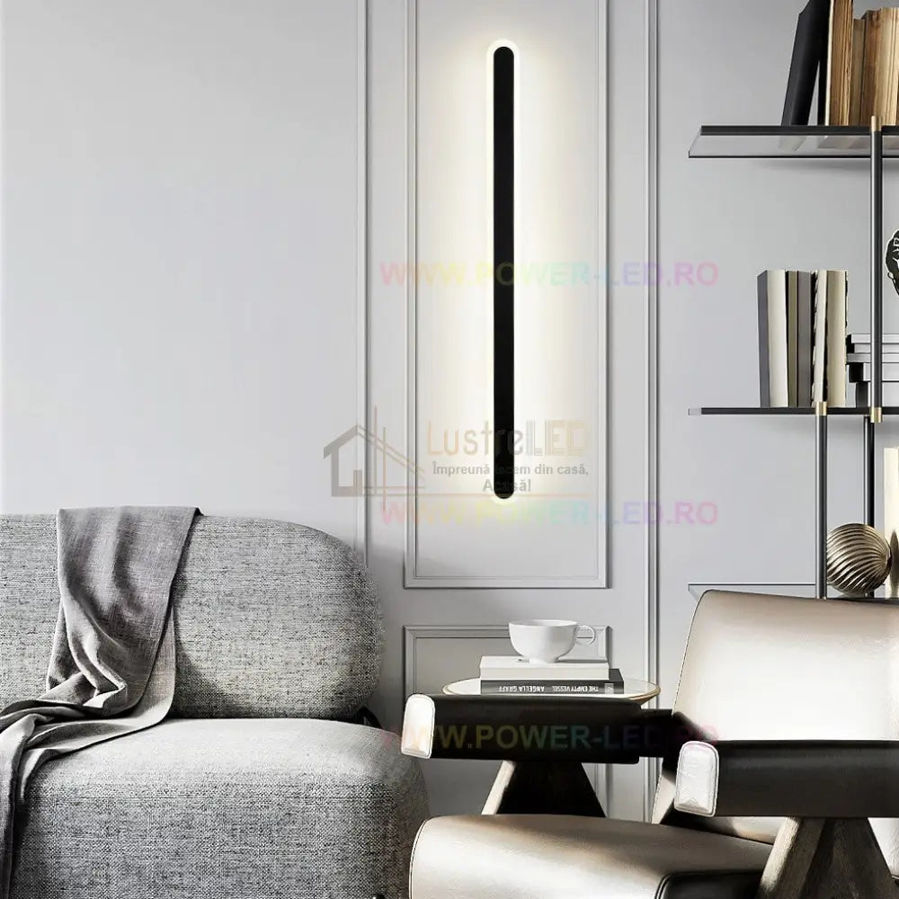Aplica Led Liniara 48W 60Cm Neagra Echivalent 300W Lighting Fixtures