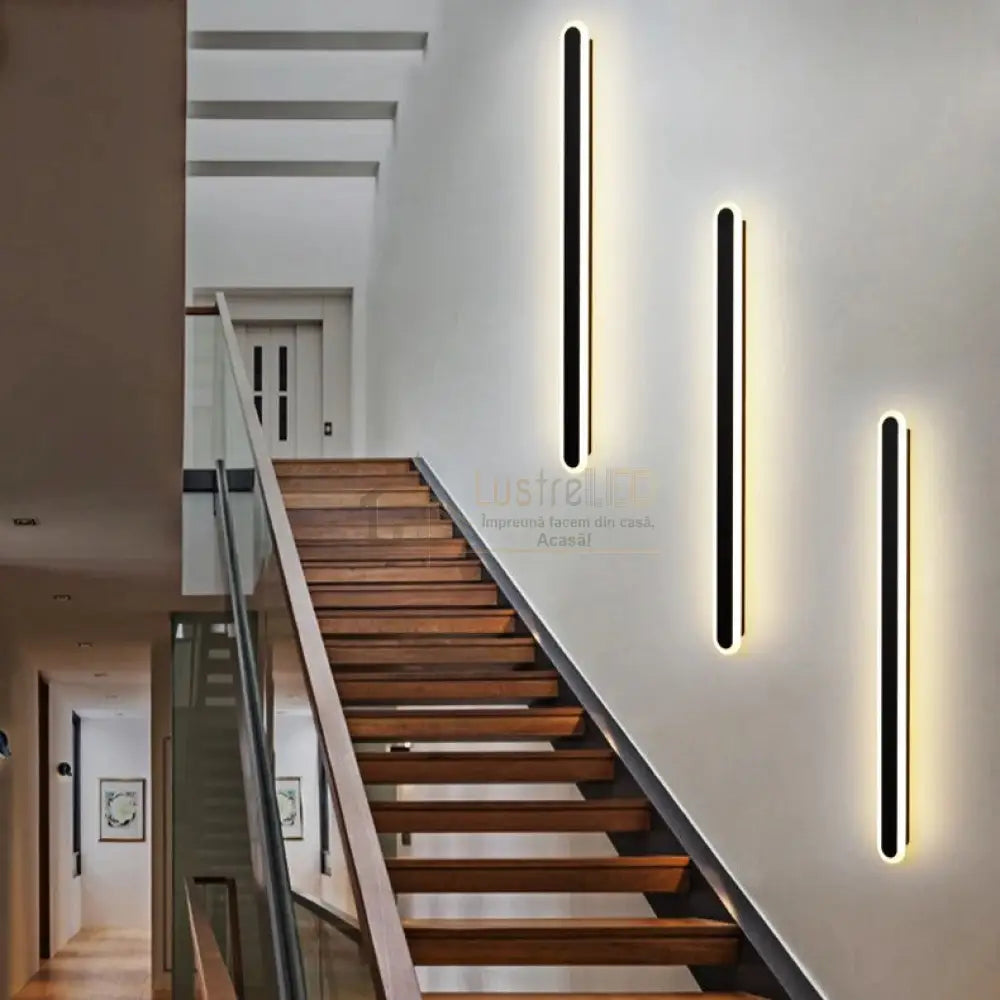 Aplica Led Liniara 48W 60Cm Neagra Echivalent 300W Lighting Fixtures