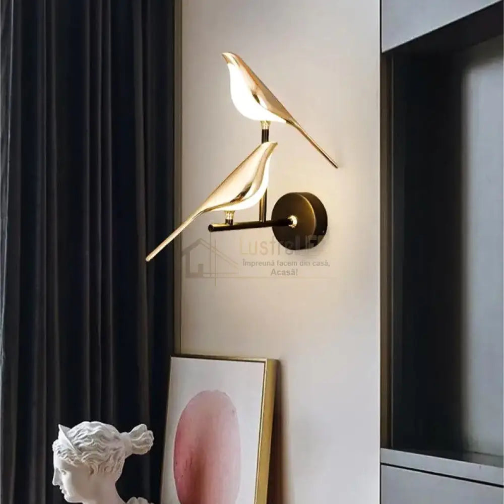 Aplica Led Luxury Golden Double Swallow Wall Light Fixtures