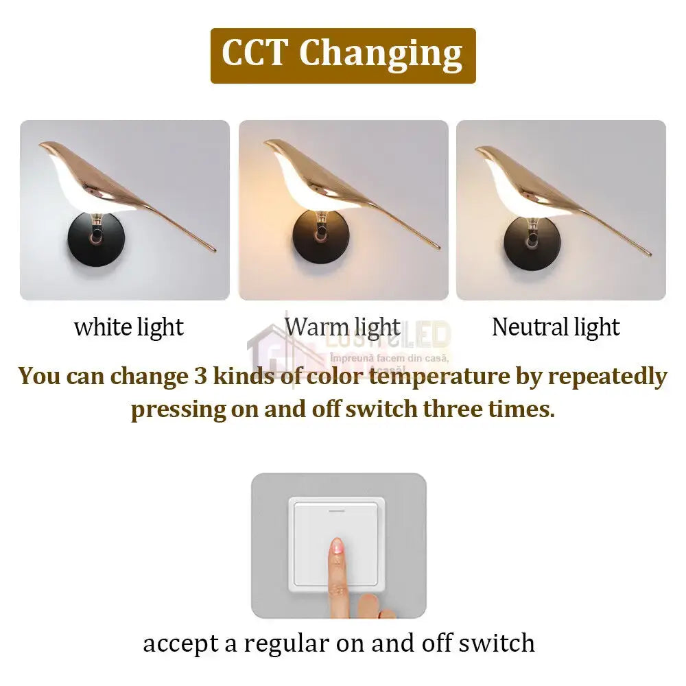 Aplica Led Luxury Golden Swallow Wall Light Fixtures