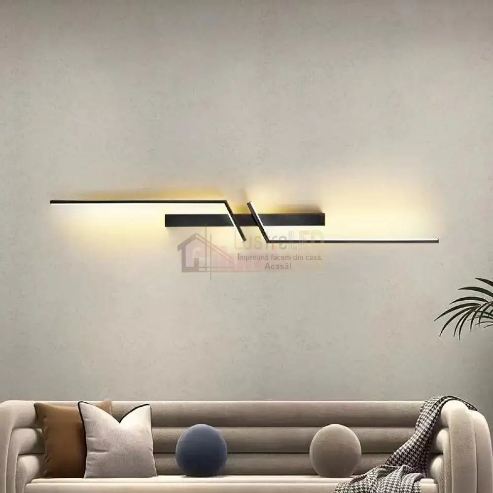 Aplica Led Modern Lines 27W 100Cm Echivalent 250W Aplica Perete / Tavan Neagra Minimalist Design