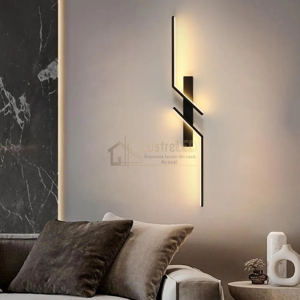 Aplica LED Modern Lines Black 60cm Echivalent 100W NEAGRA / MINIMALIST DESIGN / 60CM Wall Light Fixtures