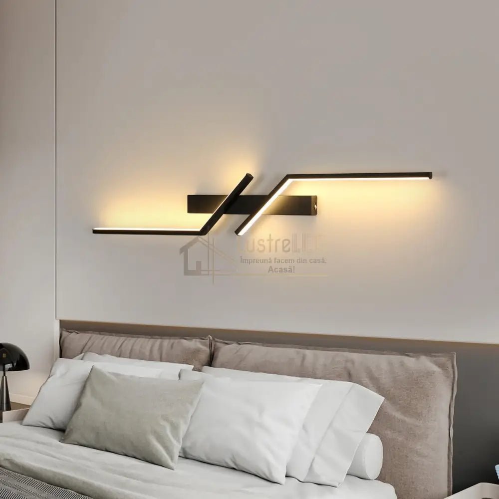 Aplica LED Modern Lines Black 80cm Echivalent 150W 80CM / MINIMALIST DESIGN / NEAGRA Wall Light Fixtures