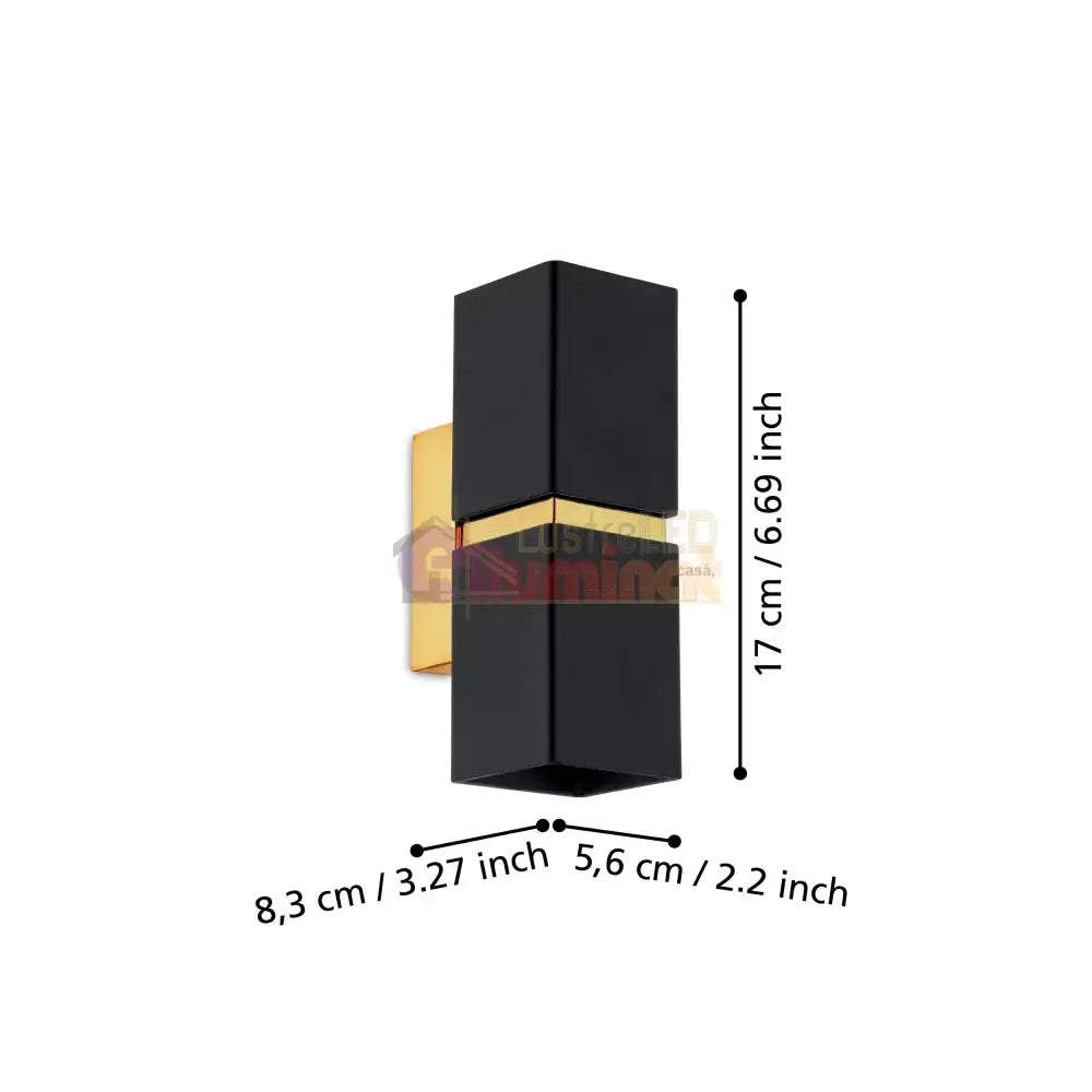 Aplica LED 2X2,8W PASSA EGLO NEGRU+AURIU 95373 lustreled.ro