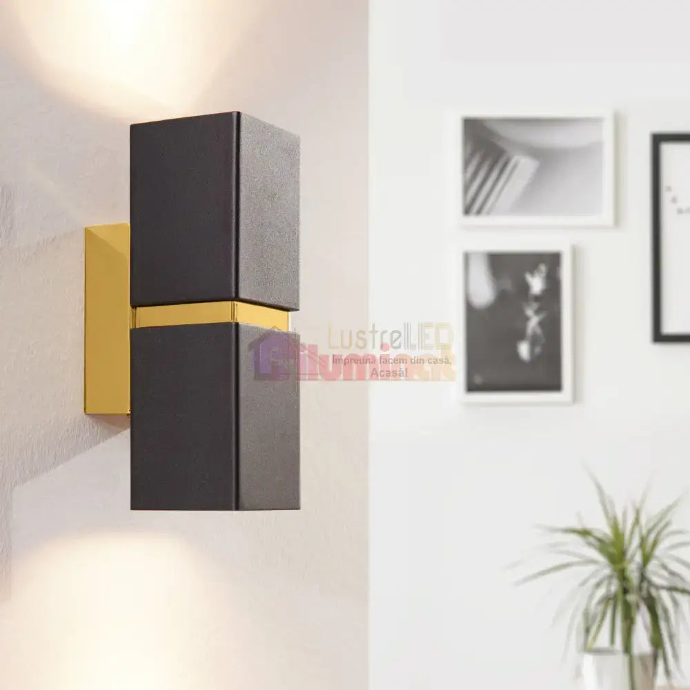 Aplica LED 2X2,8W PASSA EGLO NEGRU+AURIU 95373 lustreled.ro