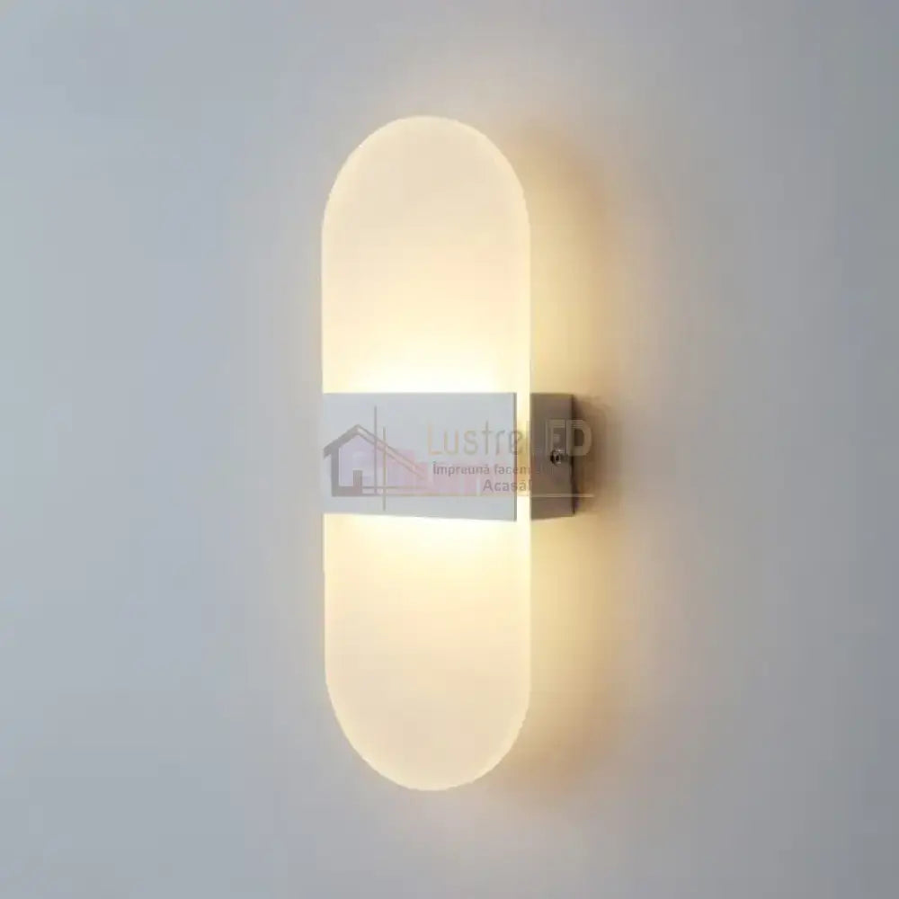 Aplica Led Perete 12W Sublime Oval Alba Wall Light Fixtures