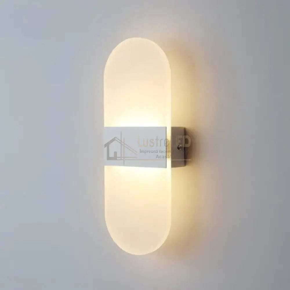 Aplica Led Perete 12W Sublime Oval Alba Wall Light Fixtures