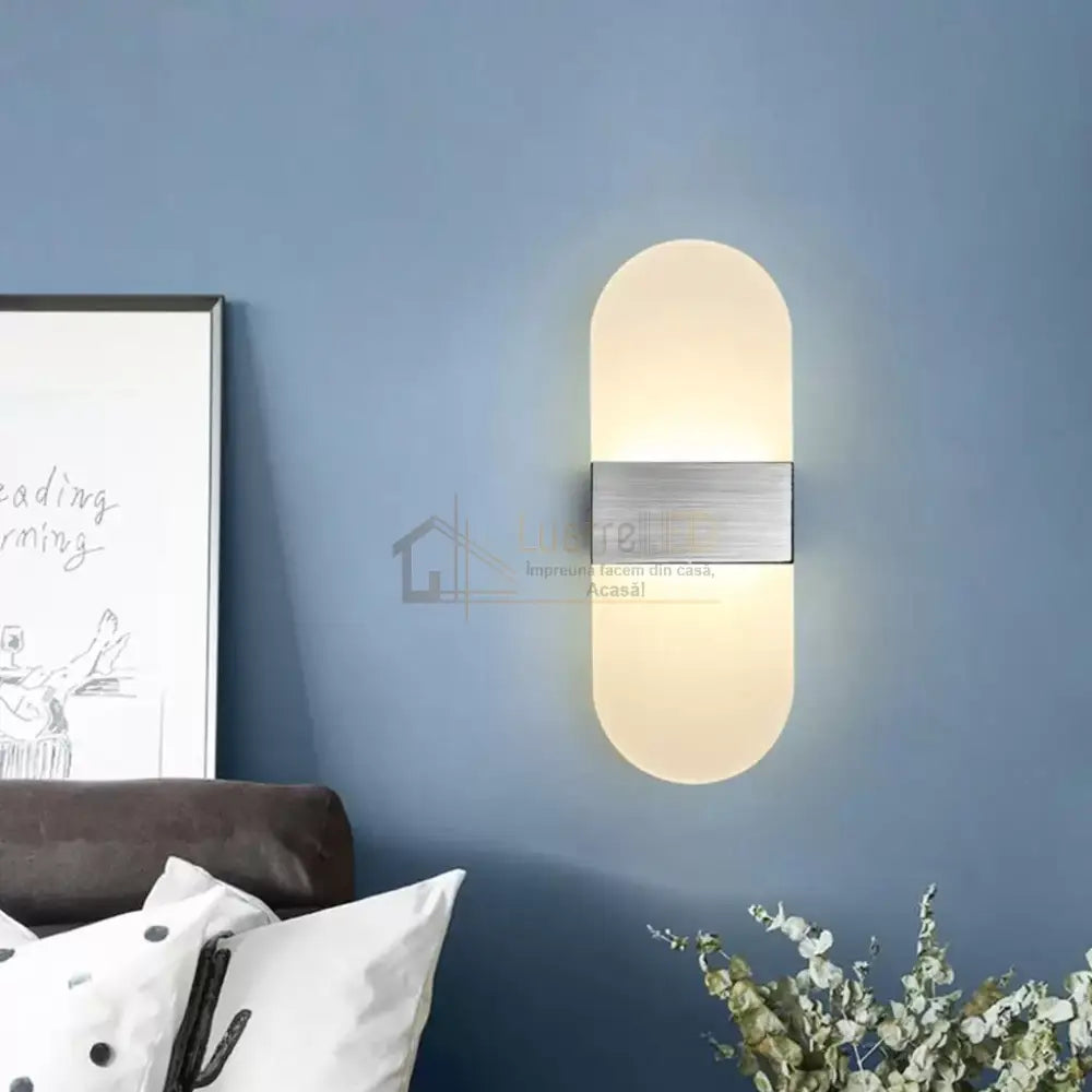 Aplica Led Perete 12W Sublime Oval Silver Wall Light Fixtures