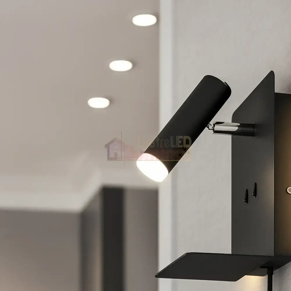 Aplica Perete ELEMENT cu Incarcare USB NEAGRA / APLICA PERETE Wall Light Fixtures