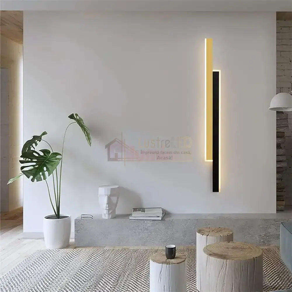 Aplica Led Scarlet 22W 80Cm Negru + Auriu Wall Light Fixtures