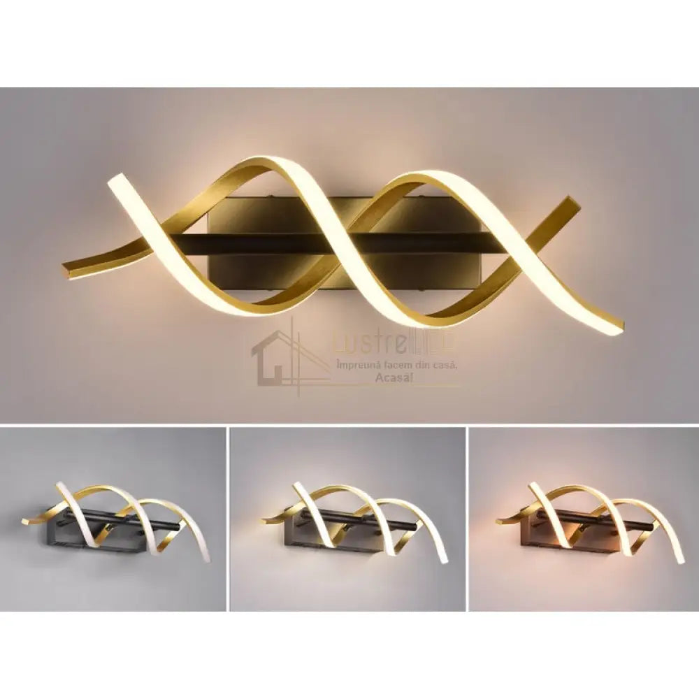 Aplica Led Sequence Gold + Black Echivalent 150W Wall Light Fixtures