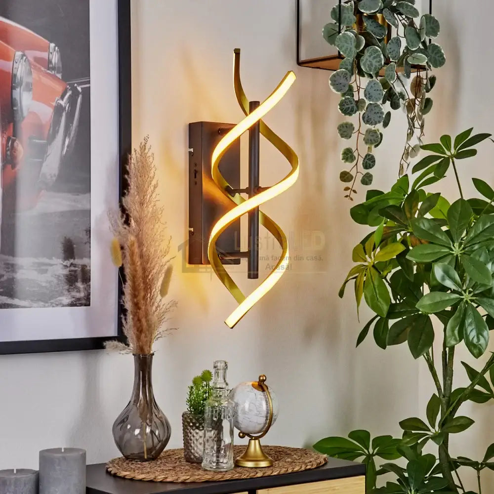 Aplica Led Sequence Gold + Black Echivalent 150W Wall Light Fixtures