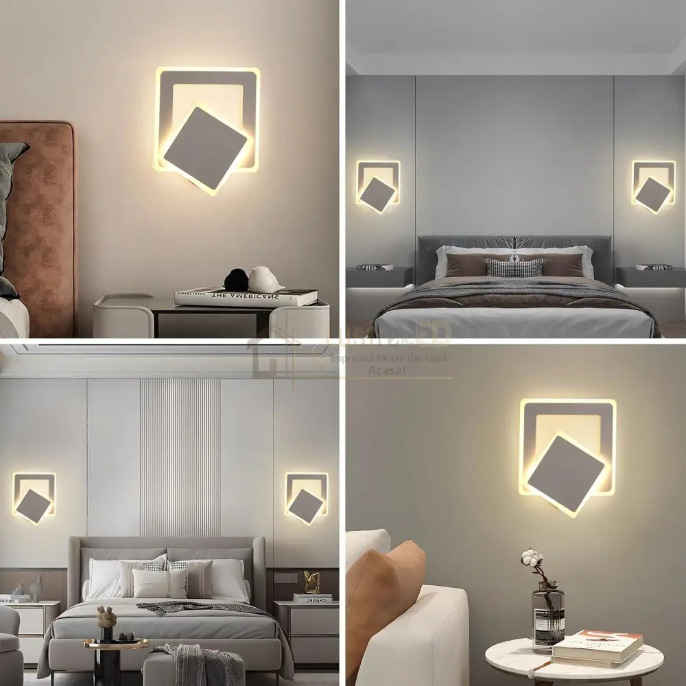 Aplica LED Square Reglabila Alba Echivalent 150W ALBA / SQUARE DESIGN / APLICA PERETE Wall Light Fixtures