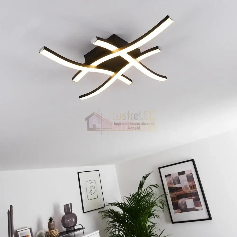 Aplica Led Waves Lines Black Echivalent 300W Wall Light Fixtures
