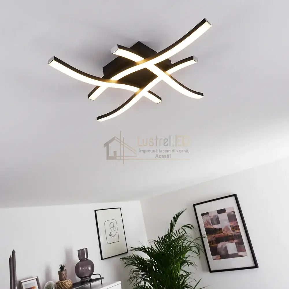 Aplica Led Waves Lines Black Echivalent 300W Wall Light Fixtures