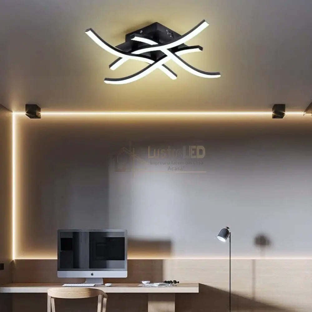 Aplica Led Waves Lines Black Echivalent 300W Wall Light Fixtures